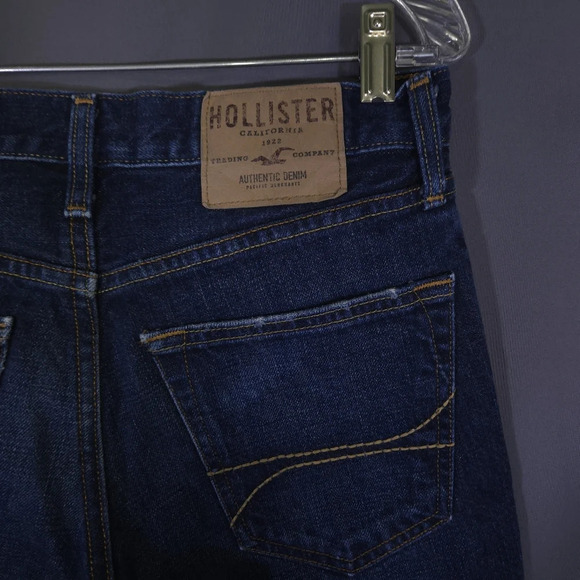 Hollister Slim Straight Denim Jeans Men's Size 28x30 Dark Wash Button Fly - Picture 5 of 8